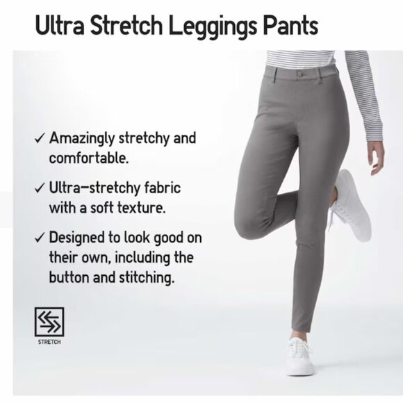 NWOT Uniqlo Ultra Stretch Leggings Pants - Black - sz 27/28 - Picture 2 of 5